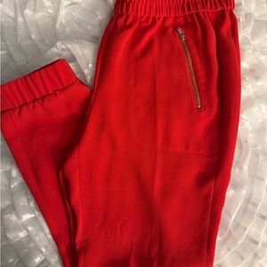J. Crew Red Trousers with Zipper Detail
